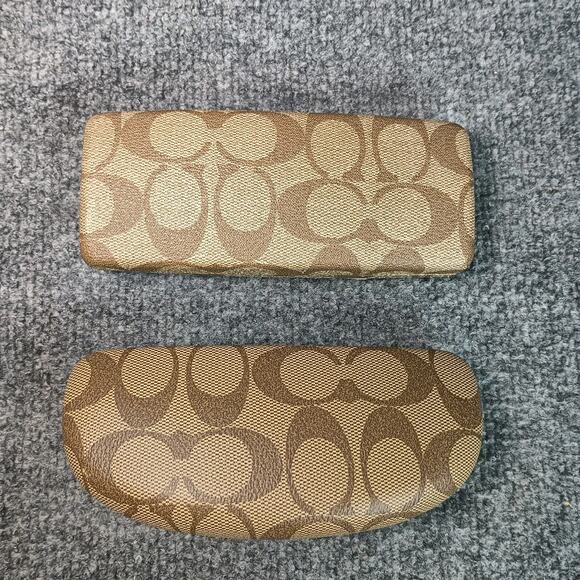 Coach Eyeglass Case Brown Signature Monogram Hard Clamshell 2ct - Picture 1 of 10